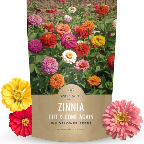 Vista 9 de Zinnia Cut & Come Again Mix - Bolsa a granel de 1 libra - 60,000 semillas de flores para plantar - Zinnia elegans