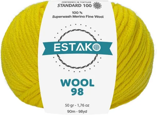 Vista 24 de Estako Wool 98 (paquete de 4 madejas) 100% lana merino superwash lana merino de peso medio suave hilo para tejer y ganchillo (4 x 1.76 onzas)