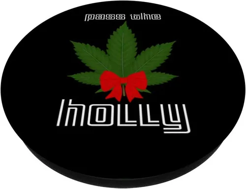 Vista 2 de Marijuana Christmas Funny Weed Reefer Hippy THC Stoner Pun PopSockets Grip and Stand para teléfonos y tabletas, Negro