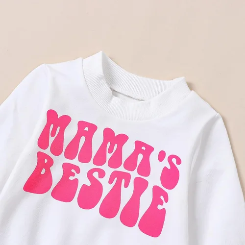 Vista 4 de Omkzanbi Mommy and Me - Conjunto de ropa a juego con sudadera para mamá y mamá, pantalones acampanados, regalo para el día de la madre de San