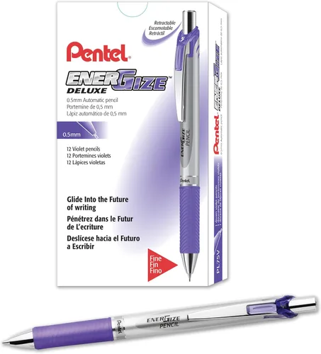Vista 4 de Pentel EnerGize - Portaminas (0.020 in), detalles rosas, caja de 12 (PL75P)