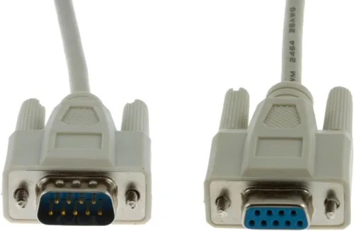 Vista 2 de CablesAndKits Cable de extensión serie DB9 macho a hembra, 10 pies, beige, recto