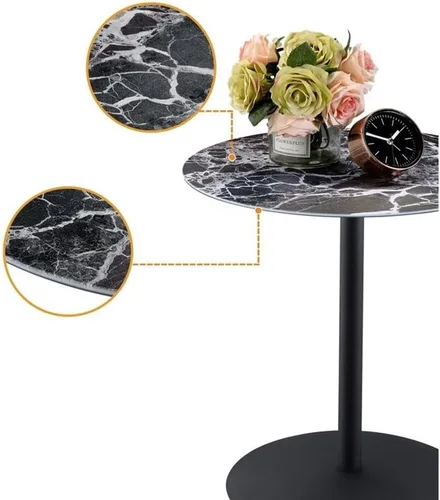 Vista 3 de Lilola Home Mesa auxiliar Circa con tapa de vidrio texturizado de mármol negro