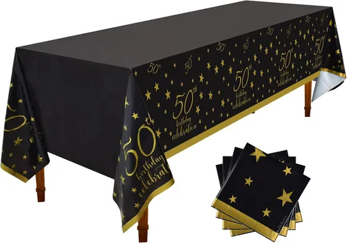 Vista 8 de Gatherfun Mantel Desechable para Cumpleaños de 30 Años Paquete de 4 Dorado y Negro Impermeable Cubierta de Mesa de Plástico para Hombres Mujeres 30