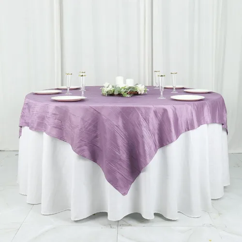 Vista 16 de Tableclothsfactory Mantel cuadrado de tafetán arrugado de acordeón beige de 72 x 72 pulgadas