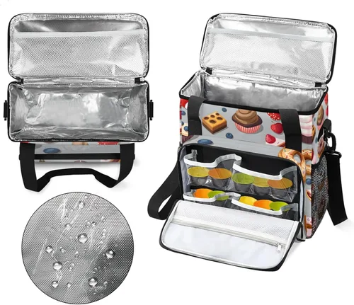 Vista 3 de Bolsa de viaje para cafetera con forma de donut para Keurig K-Mini/K-Mini Plus con aislamiento impermeable con bolsillos para K-Cup portátil de una
