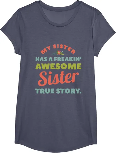 Vista 18 de Camiseta My Sister Has A Freakin Awesome Sister True Story, Negro, S
