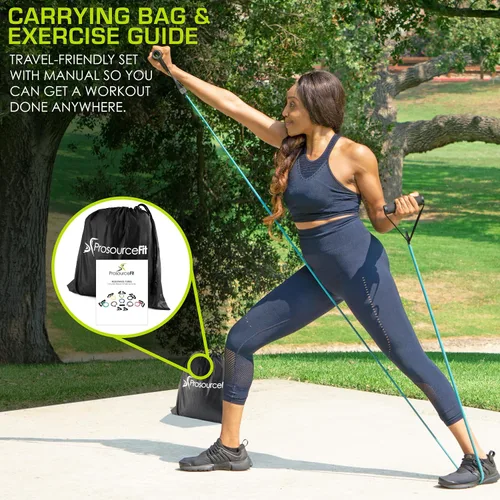 Vista 6 de ProsourceFit Single Stackable Resistance Bands with Door Anchor and Exercise Guide, 8-12 LB, Heavy Duty Fitness Tube for Full-Body Exercises and