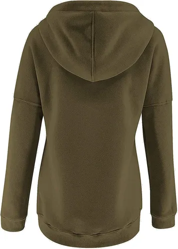 Vista 81 de Sudaderas con capucha para mujer, con cuello de botón, sin botones, con cordón, manga larga, lindas, ropa para adolescentes y niñas