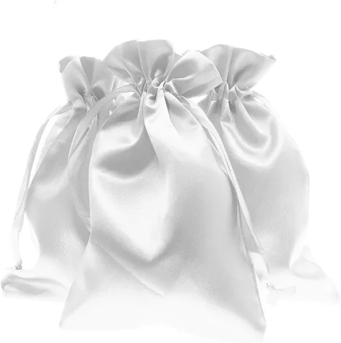 Vista 9 de Bolsas de regalo de satén azul bebé de 4 x 6 pulgadas, bolsas de joyería, bolsas de cordón para recuerdos de boda, baby shower, Navidad, 50 por