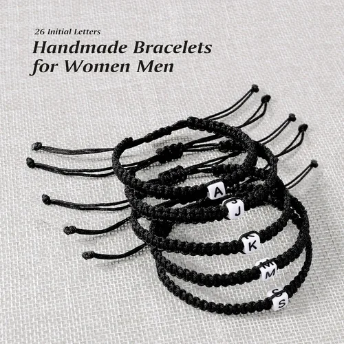 Vista 6 de Pulseras hechas a mano, pulseras para mujeres y hombres, pulsera ajustable con inicial, regalos de joyería para mamá, esposa, novia, ella, amigos