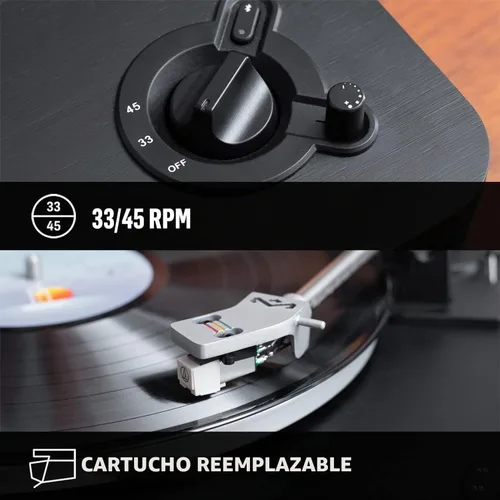 Vista 4 de House of Marley Stir It Up - Tocadiscos inalámbrico Bluetooth – Tocadiscos de bambú hecho de forma sostenible, tela de rebobinado reciclada, sonido