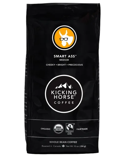 Vista 5 de Kicking Horse Coffee, Café Kick Ass de tueste oscuro, molido, 10 oz, orgánico certificado, comercio justo, kosher y café Smart Ass de tueste medio