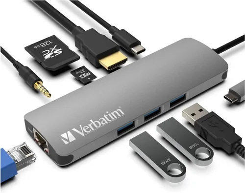 Vista 8 de Verbatim - Adaptador 4 en 1 USB C Hub con 4K HDMI, 60W Power Delivery, USB 3.0, USB 2.0 para portátiles USB C