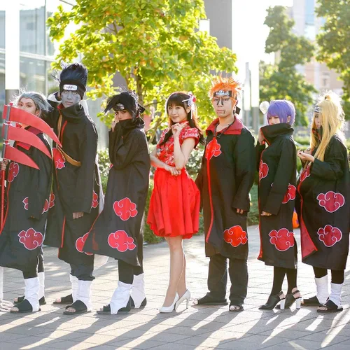 Vista 6 de Im.Create - Bata larga unisex para Halloween, disfraz de capa Akatsuki para adultos, talla S