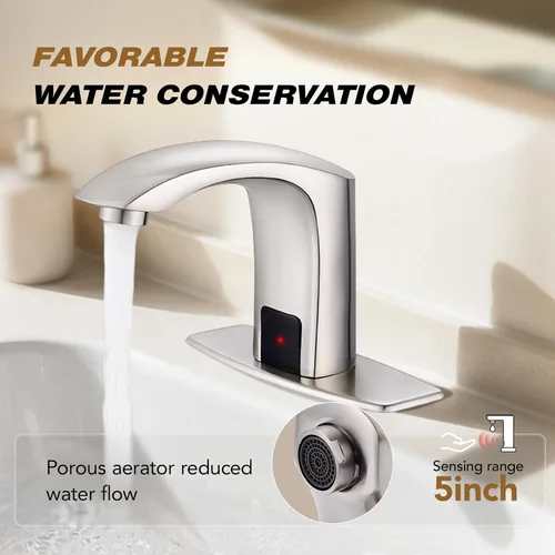 Vista 2 de Llave automática, Plateado, FN0102N Sensor de movimiento de latón activado,Grifos comerciales sin contacto,Ahorro de agua fácil de instalar