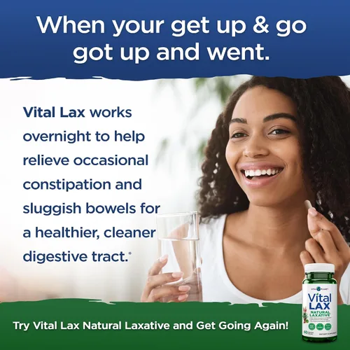 Vista 5 de Vital Planet - Suplemento de Limpieza Laxante Natural Vital Lax para Estreñimiento Ocasional, con Hidróxido de Magnesio, Olmo Resbaladizo, Aloe