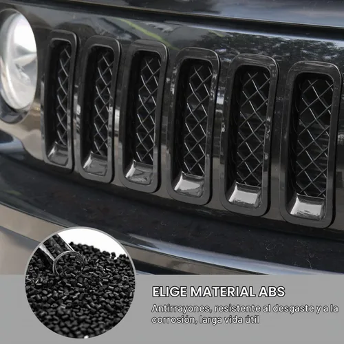Vista 4 de 7 piezas de insertos de parrilla delantera con cubierta de rejilla para Jeep Patriot 2011-2016 (negro)