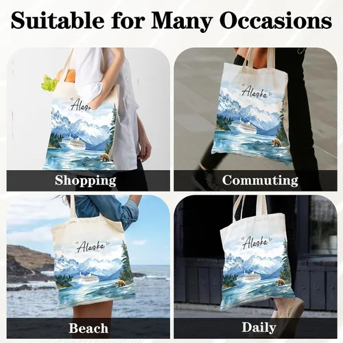 Vista 8 de Bolsa de Lona VeloKomo para Regalo - Divertidas Bolsas de Tela Reutilizables Vintage para Mujeres Amantes de las Compras y la Lectura
