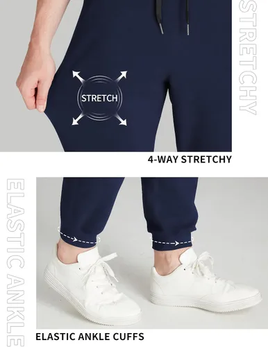 Vista 34 de Idtswch 30/32/34/36/38/40. Pantalones deportivos altos para hombre, extra largos, con bolsillos con cremallera