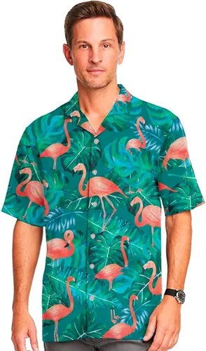 Vista 4 de 365CUSGIFTS - Camisa hawaiana de verano tropical Aloha con botones, manga corta, regalo de cumpleaños para hombres y mujeres