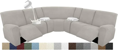 Vista 70 de Fundas para sofá modular reclinable, impermeable, en forma de L, lavable, para sofá reclinable en forma de L, súper elásticas, suaves, para esquinas