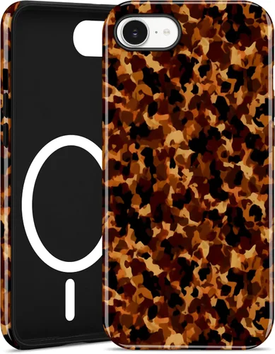 Vista 35 de Jusy Compatible con MagSafe Brown Tortoise Shell Print Phone Case para iPhone 7/8/SE, funda protectora magnética de lujo de TPU suave
