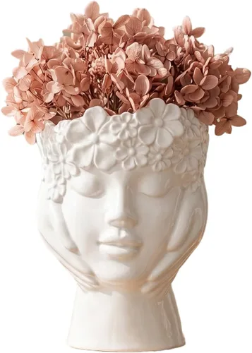 Vista 13 de Jarrón de cerámica con forma de mujer, ideal para decoración de estante, moderno florero para decoración de mesa, florero pequeño de granja