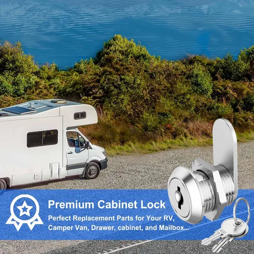 Vista 5 de Paquete de 1 cerradura de gabinete con llaves, cerradura de leva de 5/8 pulgadas con llave similar, cerradura de buzón de correo para gabinete