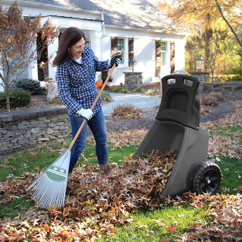 Vista 4 de Simplay3 Easy Haul - Carretilla duradera con bandeja de almacenamiento de herramientas de jardín, ruedas grandes de fácil giro, gris, fabricada