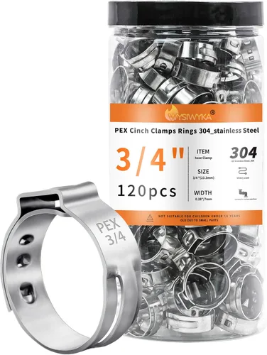 Vista 17 de 60 piezas de anillos de abrazaderas de cincha PEX de 1 pulgada, abrazaderas de manguera de una oreja de acero inoxidable 304, anillos de crimpado