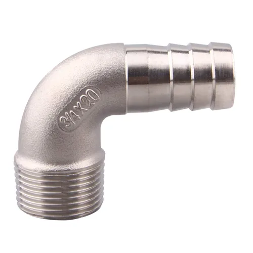 Vista 9 de Púa de manguera de 1/2 pulgada x 1/2 pulgada macho NPT acero inoxidable codo de 90 grados rosca de púas accesorio de tubería (paquete de 2)