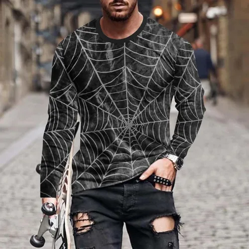Vista 2 de Sudaderas de manga larga para hombres Impresión gráfica 3D Jersey Ropa Cuello redondo Camisetas básicas Túnica Tops