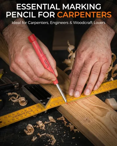 Vista 6 de Nicpro Paquete de 2 lápices de carpintero con sacapuntas, lápices de carpintero mecánicos CP3000 con 38 repuestos, lápiz de construcción resistente