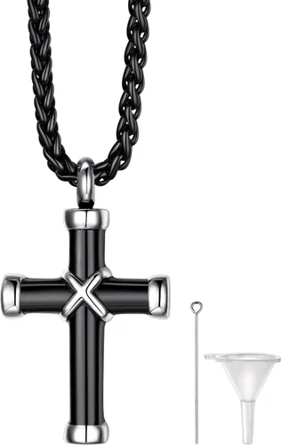 Vista 17 de Richsteel Collares de urna para cenizas para mujeres y hombres, collar con colgante de cremación para cenizas, joyería conmemorativa de acero