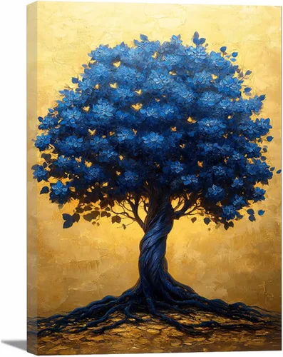 Vista 10 de VOCBAN Tree of Life Canvas Wall Art Painting Poster Nature Print Canvas Wall Art Print Artwork Living Room Bedroom Office Hallway Picture(black