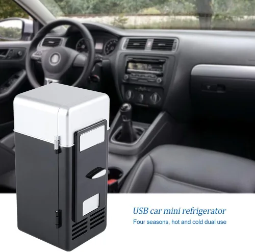 Vista 4 de TOPINCN Mini refrigerador USB refrigerador latas de bebidas refrigerador y calentador para oficina, escritorio, hotel, hogar, automóvil (negro)