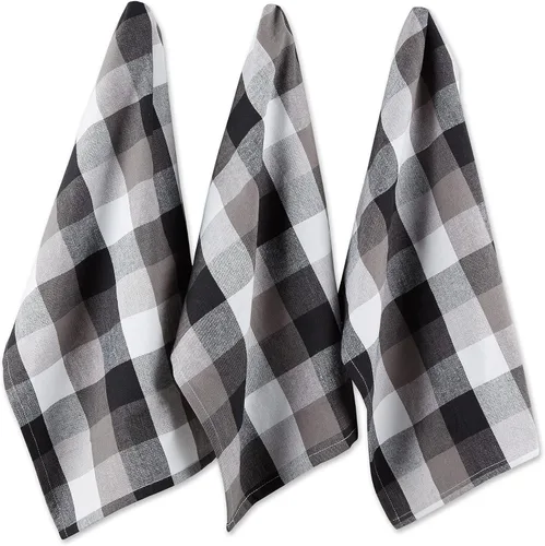 Vista 10 de DII Tri-Color Check Collection - Juego de paños de cocina, color negro, 4 piezas