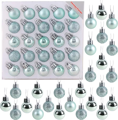 Vista 26 de Christmas Concepts® Juego de 25 mini bolas para árbol de Navidad - 25 mm - Adornos colgantes decorados con acabado brillante, mate y purpurina