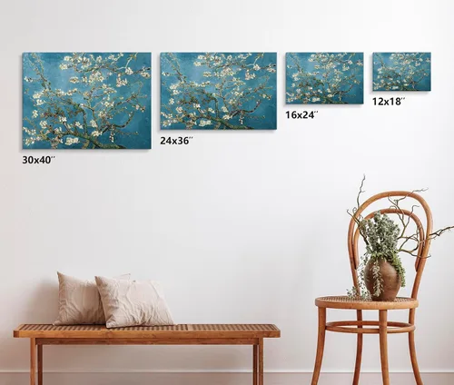 Vista 4 de KAWAHONE Van Gogh famosas pinturas al óleo de reproducción de flores sobre lienzo, arte de pared, flores de albaricoque en rama por Vincent Van