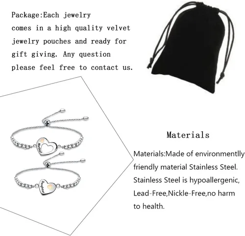 Vista 2 de Regalos para el día de la madre, joyería para madre e hija, conjunto de pulseras de deseos a juego con corazón para mamá e hija
