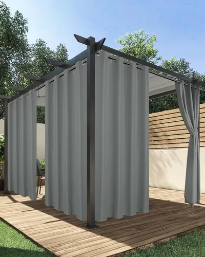 Vista 19 de HolidayIdeas Cortinas impermeables para patio, 4 paneles, 54 x 84 pulgadas, protección de privacidad y filtrado de luz, cortinas exteriores con Negro