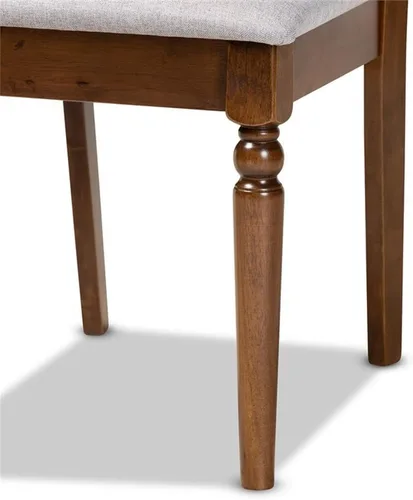 Vista 6 de BOWERY HILL Juego de sillas de comedor de 2 piezas de madera tapizada gris y acabado marrón