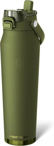 Vista 8 de Frost Buddy botella de agua aislada de 32 onzas con pajilla y tapa para beber Acero inoxidable a prueba de fugas 24 horas de frío Resistente