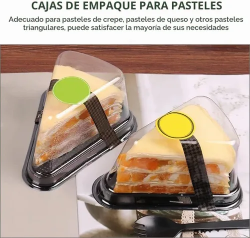 Vista 4 de SOLUSTRE 40 recipientes de plástico transparente para tartas, tiramisú, mousse, postre, triángulo, 40