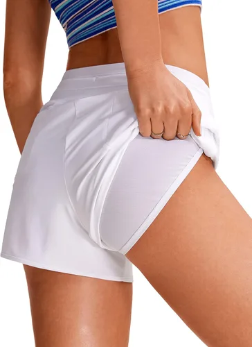 Vista 4 de CRZ YOGA Pantalones cortos de natación para mujer, de secado rápido, pantalones cortos de playa con abertura lateral, pantalones cortos de baño