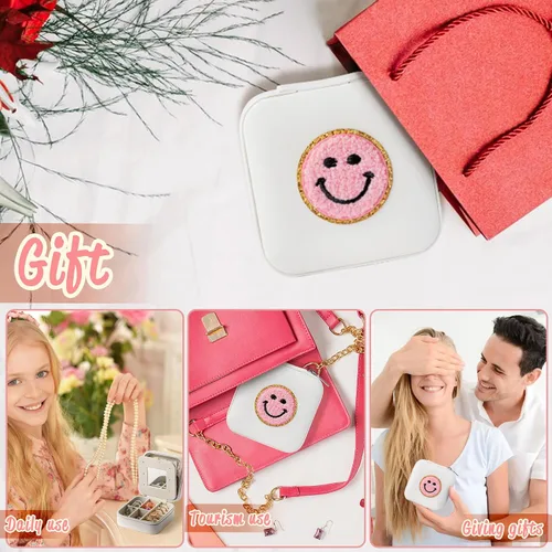 Vista 5 de Pequeño estuche de joyería de viaje preppy para mujer, mini organizador de joyas para viajes, caja de joyería de viaje preppy para anillos, aretes
