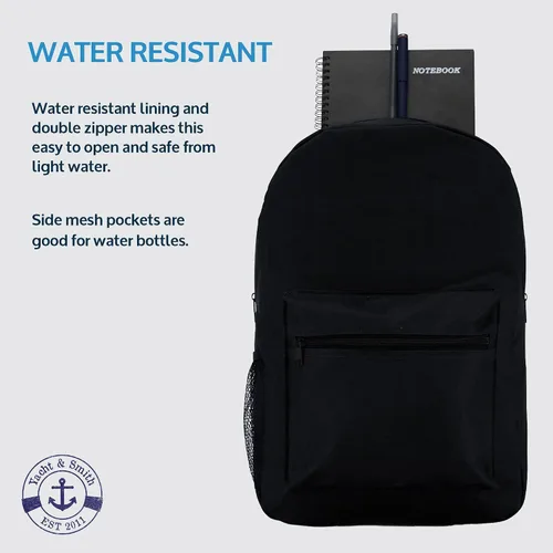 Vista 2 de Yacht & Smith Paquete de 12 mochilas, bolsa ligera de 17 pulgadas para viajes al aire libre, gimnasio, eventos corporativos, Paquete de 12 mochilas