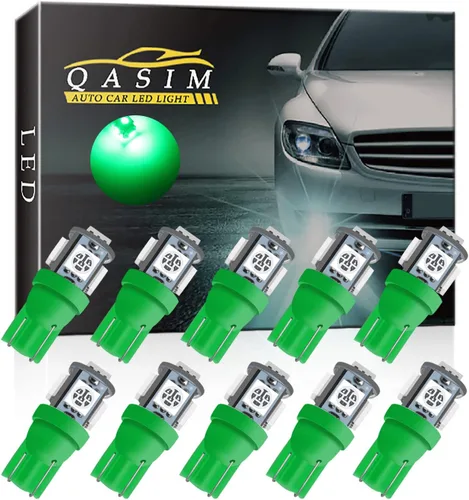 Vista 8 de Qasim Bombilla LED azul de 194, T10 W5W 2825, 158, 192, 168, 194, cuña 5-SMD 5050, ultra azul, para interior del automóvil, 12 V CC (paquete de 10)