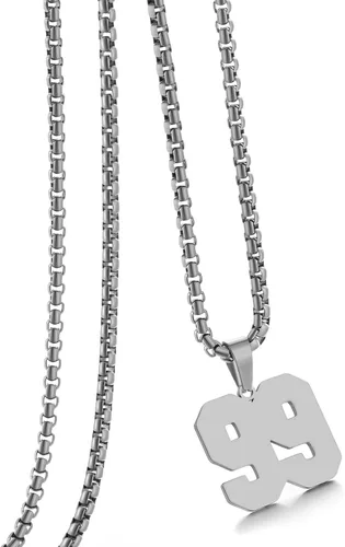 Vista 64 de Collar de Número Dorado para Hombre, Cadena de Acero Inoxidable con Colgante de Número para Atletas, Joyería Deportiva Personalizada para Niños